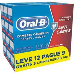 Oral-b creme dental 70g 123 anti carie leve 12 pague 9