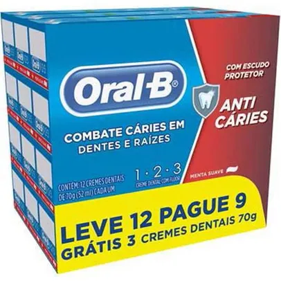 Oral-b creme dental 70g 123 anti carie leve 12 pague 9