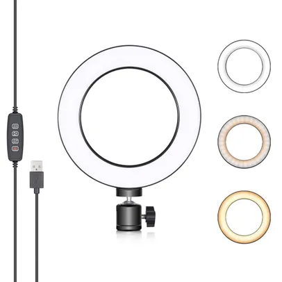 [Ame R$ 11,48] Ring Light de Mesa Iluminador LED 16 cm