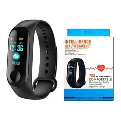 Pulseira Inteligente Smatband M3 Monitor Cardíaco Preto