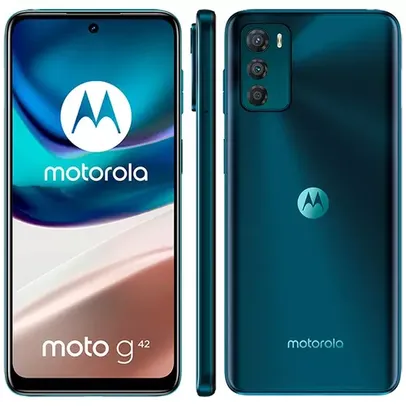 Motorola Moto G42 Azul 128GB, 4GB RAM, Tela de 6.4”, Câmera Traseira Tripla, Android 12 e Processador Octa Core Snapdragon 680