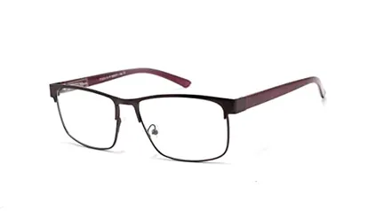 Óculos Armação Masculino Metal Preto Com Lentes Sem Grau Zf-4 Cor: Vermelho-escuro