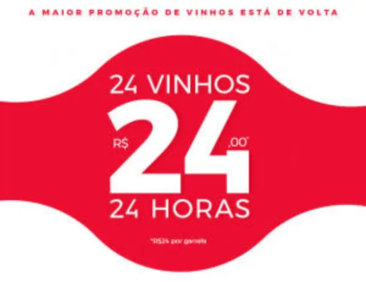 24 vinhos por R$24 cada na Evino