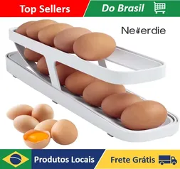 [Moedas R$ 9,02 / Brasil] Suporte Organizador de Ovos Para Geladeira Prateleira 2 Andares