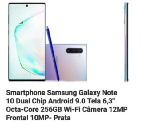 Samsung Galaxy Note 10 Dual 256GB | AME R$ 2.850