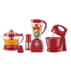 Conjunto Especial Mondial Gourmet Red II (Espremedor Premium + Batedeira Power Prática Red + Liquidificador Power Red Filter)