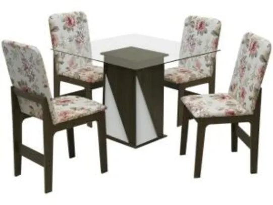 Mesa de Jantar 4 Cadeiras Quadrada - com Tampo de Vidro Dobuê R$ 475
