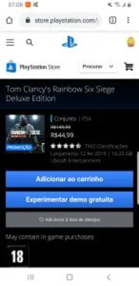PS4 - Tom Clancy's Rainbow Six Siege Deluxe Edition | R$45
