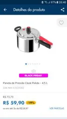 Panela de Pressão Clock Polida – 4,5 L | R$60