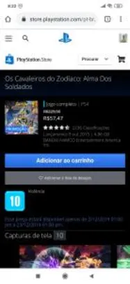 Cavaleiros do Zodíaco - Alma dos Soldados PS4 - R$57