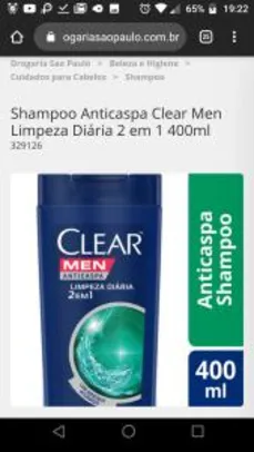 3 Unid Shampoo Anticaspa Clear Men Limpeza Diária 400ml