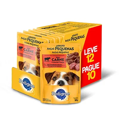 PEDIGREE Ração Úmida Pedigree Sachê Carne ao Molho para Cães Adultos de Raças Pequenas - Leve 12 Pague 10