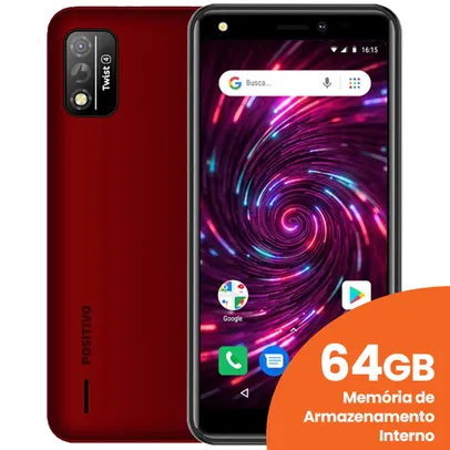 Smartphone Positivo S514, Vermelho, Tela de 5.5", 64GB, 8MP