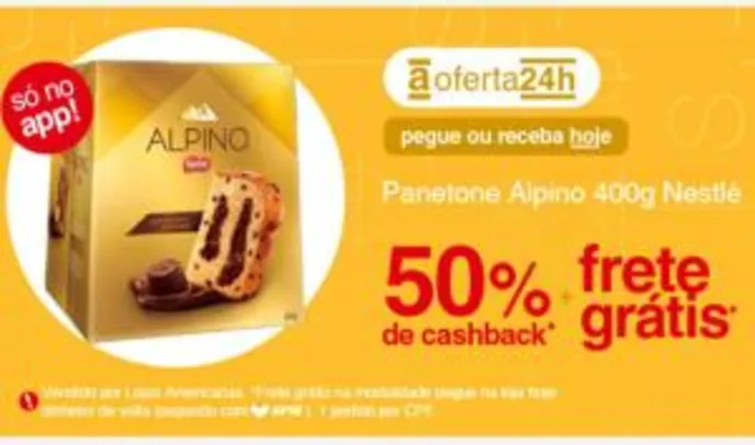 [APP] AME 50%: R$7,50] Panetone Alpino 400g Nestlé | R$ 15