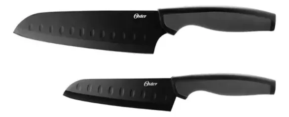 Jogo De Facas Santoku 2 Peças Preto Slice Craft Oster