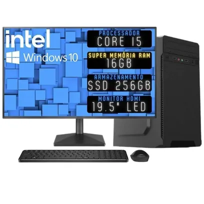 Foto do produto Computador Completo 3green Desktop Intel Core I5 16GB Monitor 19.5" HDMI Ssd 256GB Windows 10 3D-088