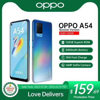 Smartphone Oppo a54 4gb/128gb octa núcleo mtk p35 6.51 