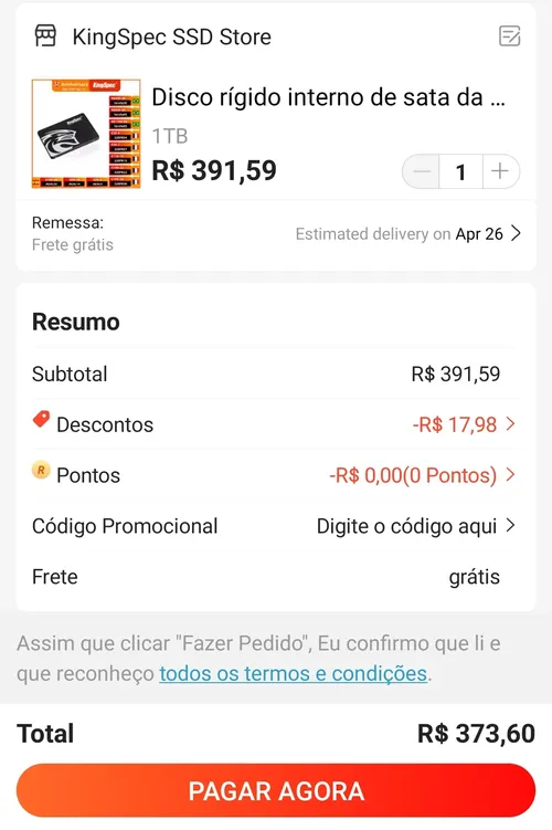 Imagem na descrição da promoção