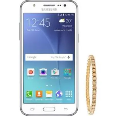 [SUBMARINO] Smartphone Samsung Galaxy J5 Duos Android 5.1 Tela 5" 16GB 4G Câmera 13MP - Branco + Pulseira Swarovski - R$735