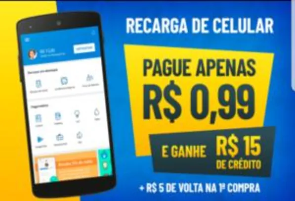 [Novos Usuários] 15 reais em recarga por R$ 0,59
