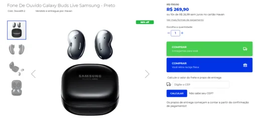 Fone De Ouvido Galaxy Buds Live Samsung - Preto