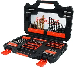 BLACK+DECKER Kit de Furar e Parafusar com Maleta 104 Peças para Furar e Parafusar A7230-XJ | R$126