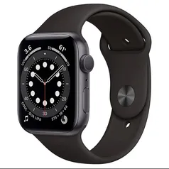 Apple Watch S6 44MM GPS com Case de Alumínio Space Gray e Sport Band Black 