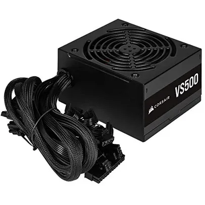 Corsair FONTE ATX 500W - VS500-80 PLUS - COM CABO DE FORÇA - CP-9020223-BR, PRETO