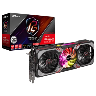 Placa de Vídeo AsRock Phantom Gaming D 12 OC, AMD Radeon, RX 6750 XT, 12GB, GDDR6, FRS, Ray Tracing,