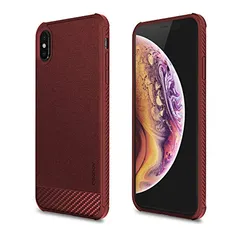 Capa Carbon protetora para iPhone XS Max, lateral emborrachada flexível, acabamento texturizado