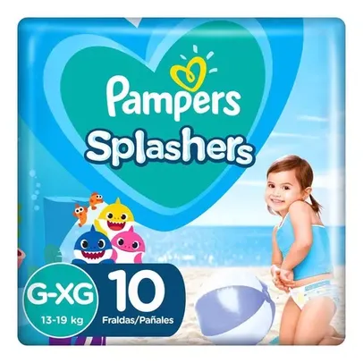 Fralda Pampers Splashers Baby Shark Tamanho G/XG com 10 Fraldas Descartáveis