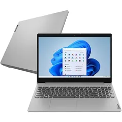 [AME R$2400] Notebook Lenovo Ultrafino Ideapad 3 AMD Ryzen 7-5700u 8GB 256GB SSD W11 15,6 - Prata