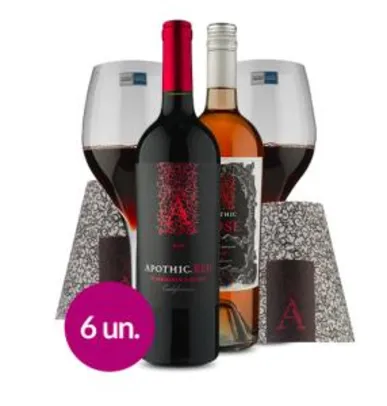 WineBox Casal Romântico: 2 garrafas + 2 taças de cristal R$195 (R$166 Sócio)