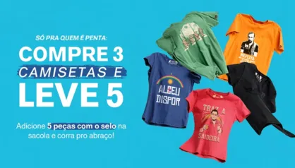 Compre 3 camisetas e leve 5 | Chico Rei