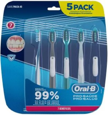 [PRIME] Escova Dental Oral-B Pro-Saúde 7 Benefícios, 5 Unidades | R$17