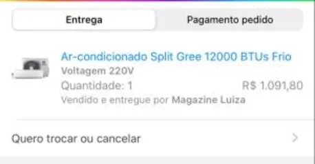 [CLUBE DA LU] Ar-condicionado Split Gree 12000 BTUs Frio - Eco Garden - 1.092