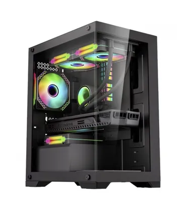 Gabinete Gamer K-MEX Poseidon CG 12H5, Mid Tower, Vidro Temperado, Micro-ATX, Black, Sem Fonte, Sem Fan, CG12H5RH0010B0X