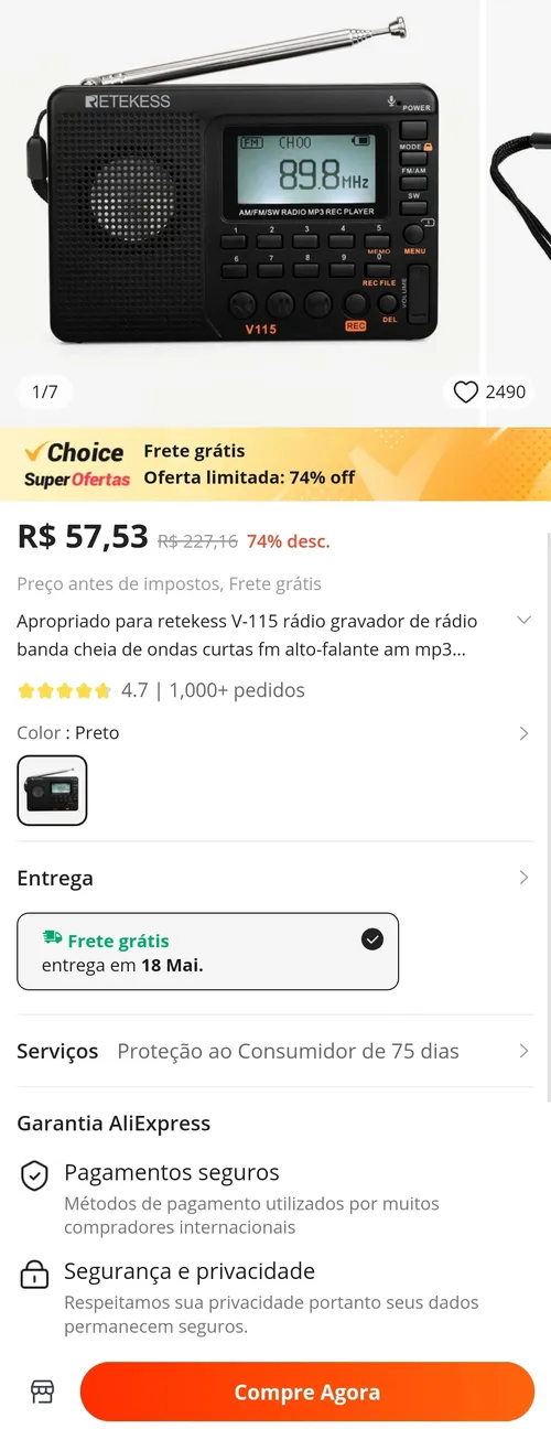 Imagem na descrição da promoção