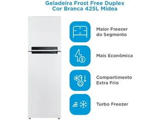 Geladeira/Refrigerador Midea Frost Free 2 Portas Branca 425L MD-RT572EVD011