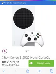 Xbox Series S 2020 Nova Geração 512GB SSD R$2520