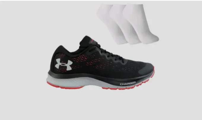 Tênis Under Armour Charged Bandit 6 + 3 Pares de Meia - Kit Masculino 