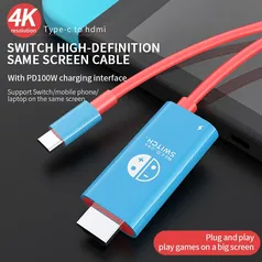 [Moedas] Cabo Conversor Tipo C X HDMI compativel com Nintendo Switch e Steam Deck