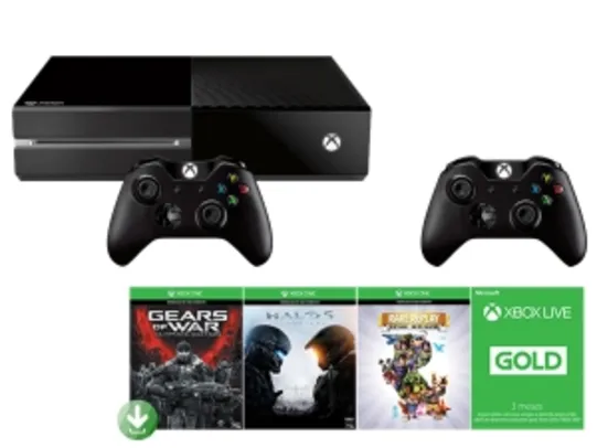 Xbox One 500GB Microsoft 2 Controles - 3 Jogos + Live de 3 Meses por R$1619