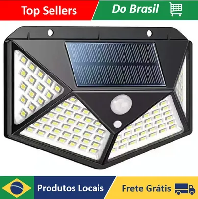 (BR / Primeira Compra) Luminária de Parede Solar Led Sensor Presença Com 3 Funções 