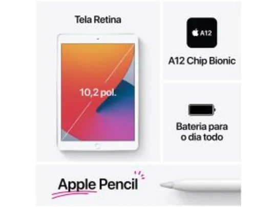 iPad Tela 10,2” 8ª Geração Apple Wi-Fi 32GB - Dourado | R$2619