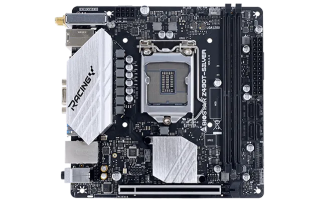 Placa Mãe Biostar Racing Z490T-Silver, Chipset Z490, Intel LGA 1200, Mini-ITX, DDR4, IZ49BIHT-R01-BS