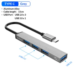 Hub Orico Tipo C 4 Portas USB 3.0 2.0 Adaptador