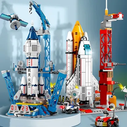 [Taxa Inclusa/DESCRIÇÃO] - Blocos De Montar Nave Espacial E Foguete Kit Compatível Lego 130 PÇS