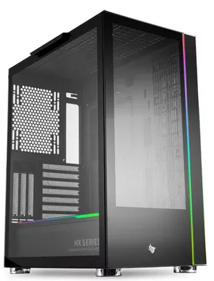 GABINETE GAMER PICHAU HX600, RGB, FULL-TOWER, LATERAL DE VIDRO, PRETO, PG-HX6-BL01