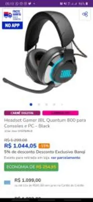 JBL Quantum 800 Headset Gamer | R$1.044